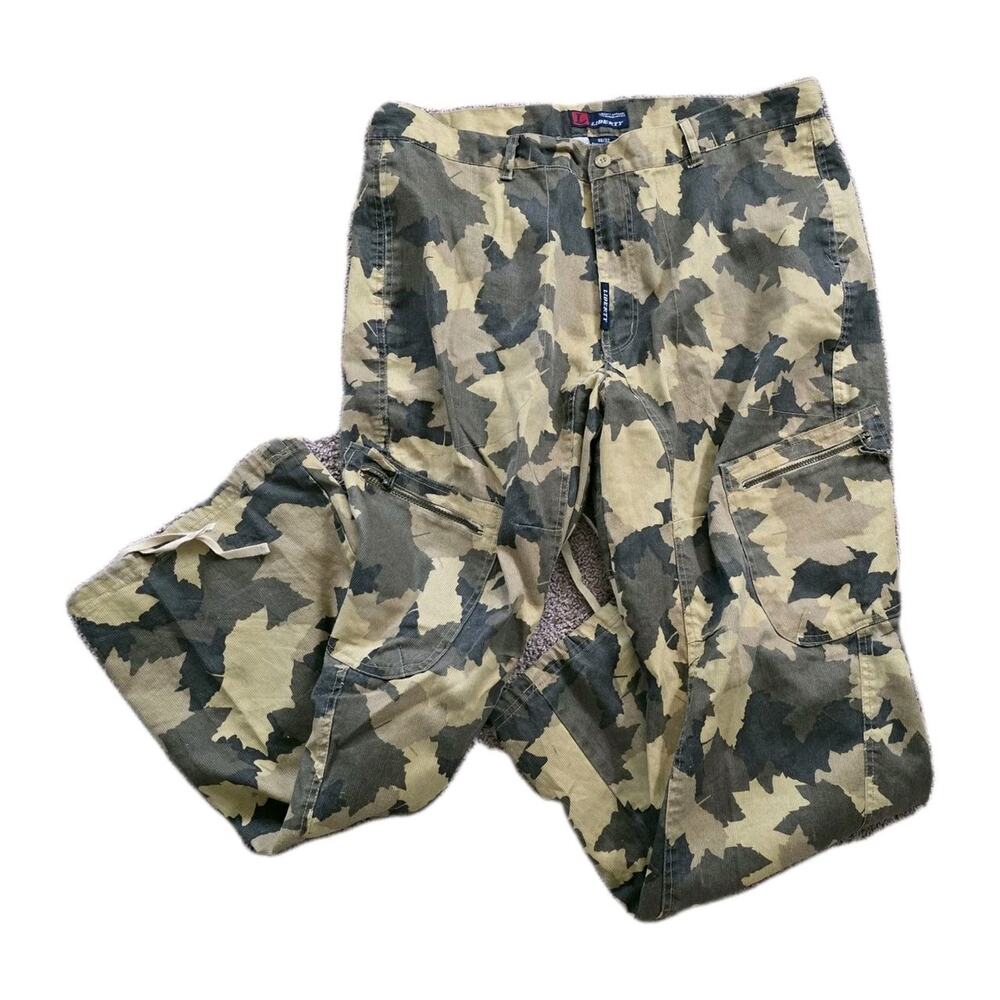 Vintage Liberty Camo Pants Mens 38x32 Cargo Rip Stop USA Hunting Baggy Woodland